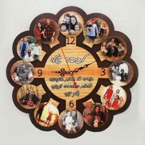 שעון קיר עגול עם תמונות